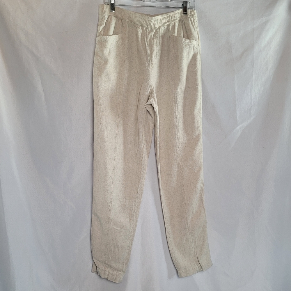 Old Navy Cream Linen Blend Resortwear Beachy Pull On Pants Women's Size M